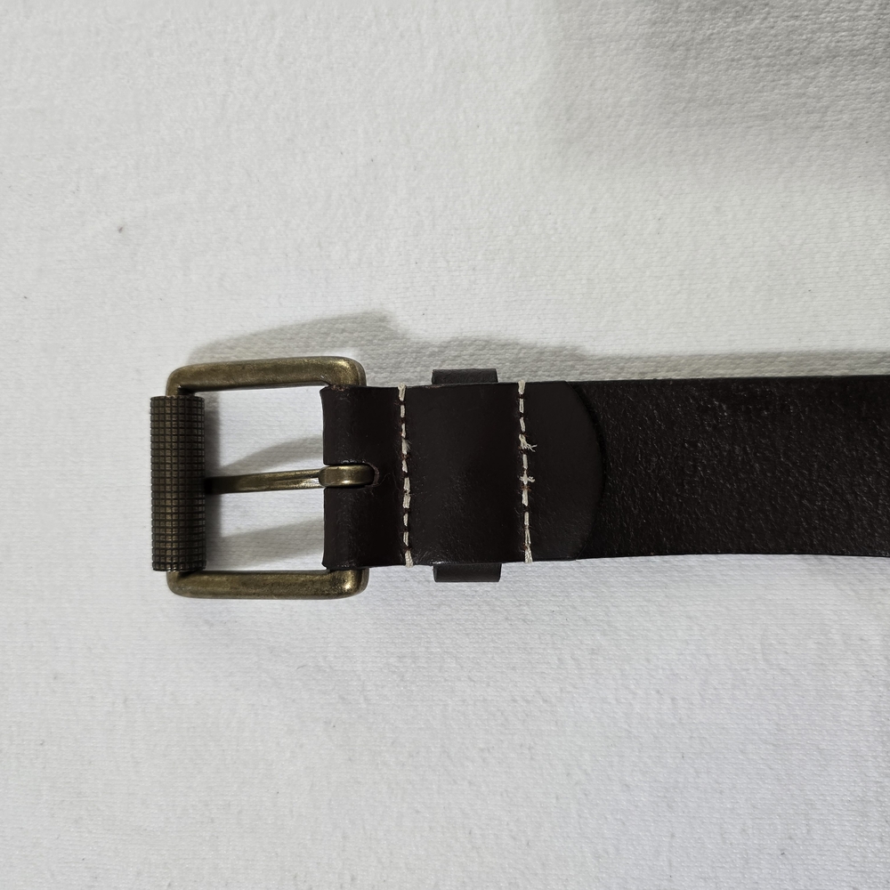 Timberland Dark Brown Genuine Leather Belt Roller Buckle Wide Keeper Size 36 - Picture 8 of 16